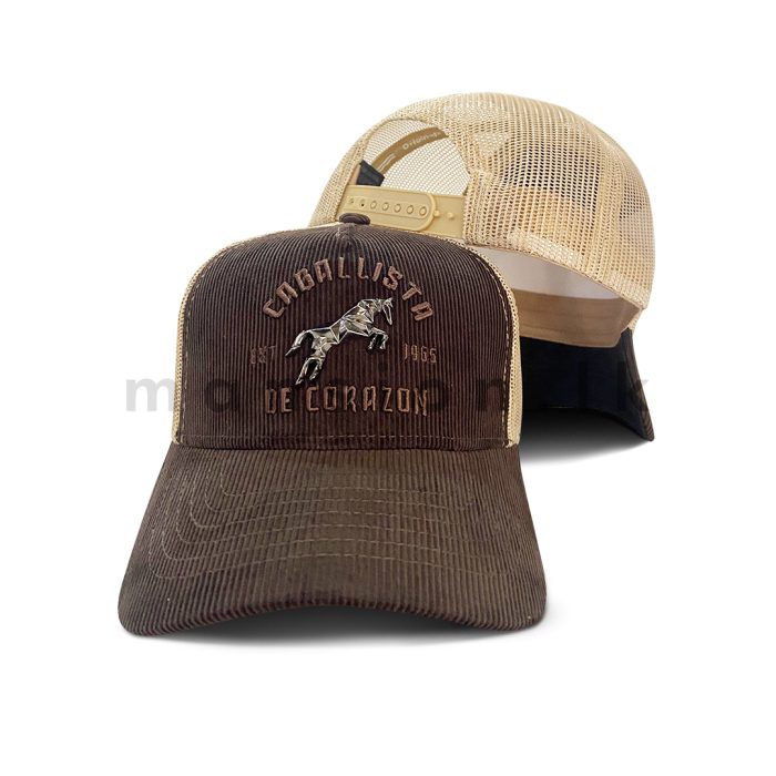 Horse Badge Corduroy Net Cap - Image 4