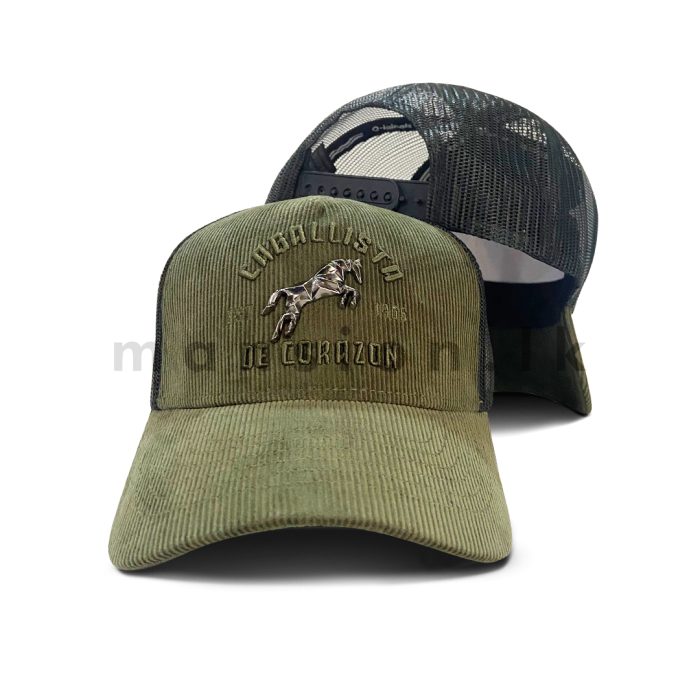 Horse Badge Corduroy Net Cap - Image 5