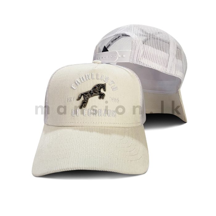 Horse Badge Corduroy Net Cap - Image 6