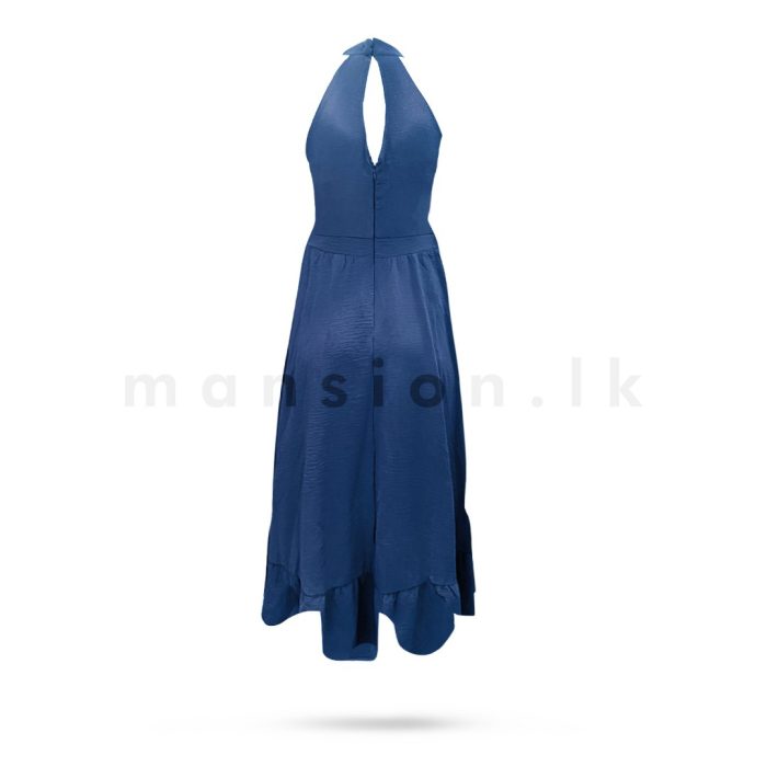 Halter Neck Long Dress - Blue - Image 3