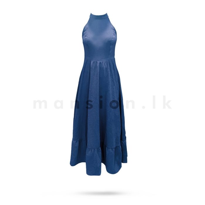 Halter Neck Long Dress - Blue - Image 4