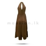 Halter Neck Long Dress - Brown - Image 3