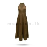 Halter Neck Long Dress - Brown - Image 4