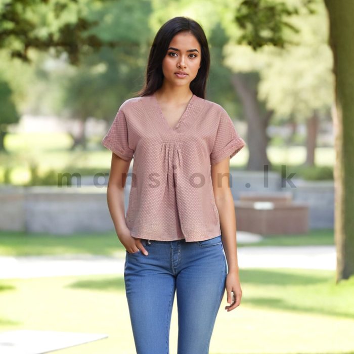 Loose Crop Top - Nude Pink - Image 1