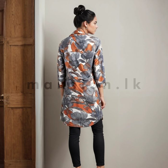 Ladies Ptd Shirt Blouse - Orange - Image 2