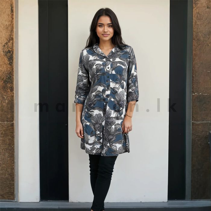 Ladies Ptd Shirt Blouse - Blue - Image 1