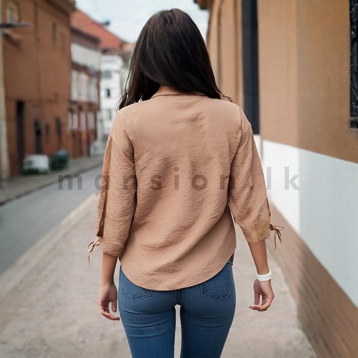 Sleeve Knots Croptop - Brown - Image 2