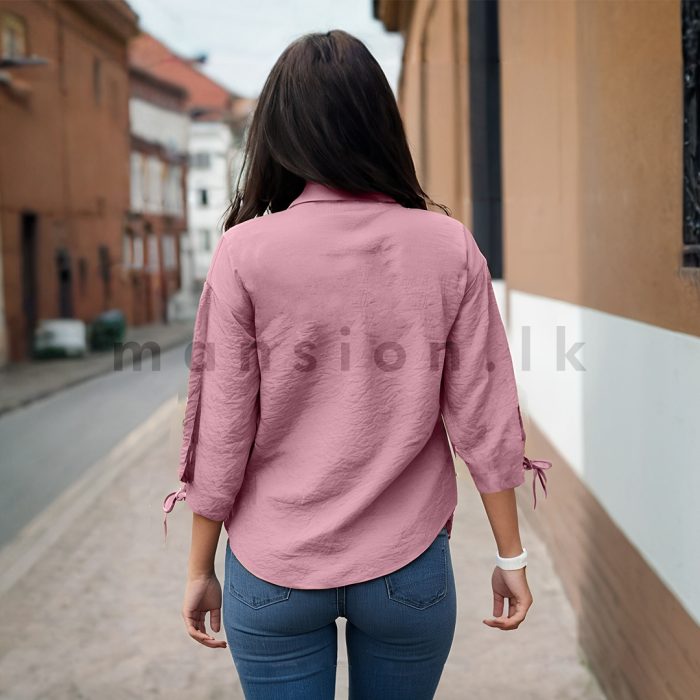 Sleeve Knots Croptop - Pink - Image 2