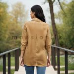 Back open Detail Shirt Blouse - Brown - Image 2