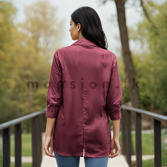Back open Detail Shirt Blouse - Maroon - Image 2