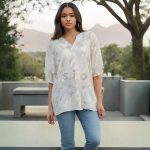 White Shimmer Kaftan Top