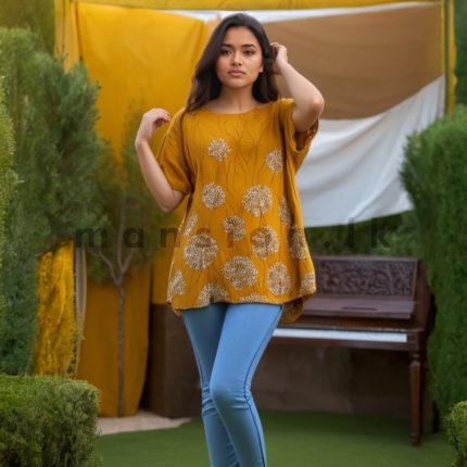 Ethnic Kaftan Top - Mustard
