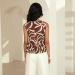 Waves Printed Tank Linen Top - Image 2