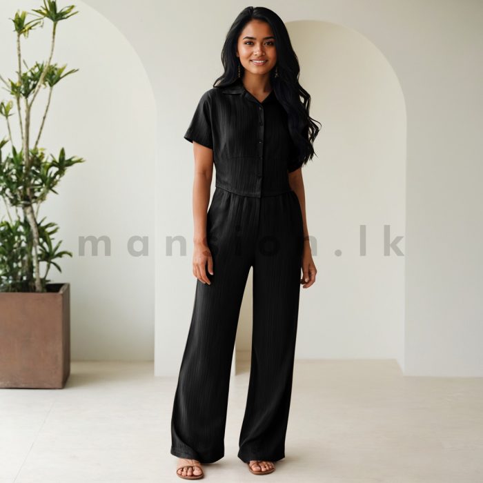 Crop top and Pant Suite - Black - Image 1