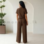 Crop top and Pant Suite - Coffee - Image 2