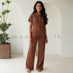 Crop top and Pant Suite - Brown