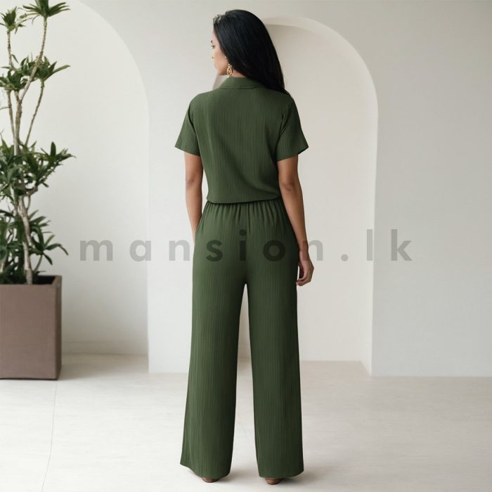 Crop top and Pant Suite - Khaki - Image 2