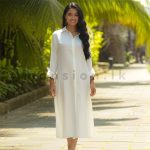 Plain Linen Shirt Dress - White
