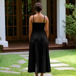 Tiered Linen Dress - Black - Image 2