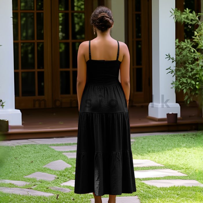 Tiered Linen Dress - Black - Image 2