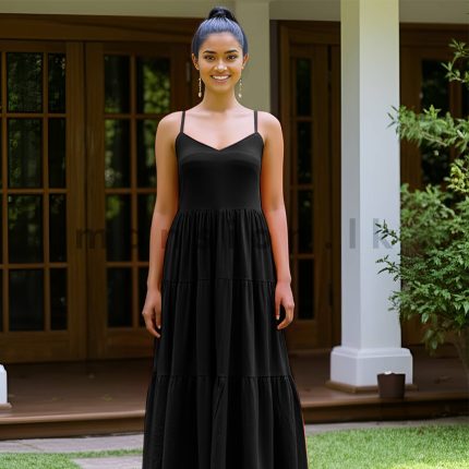 Tiered Linen Dress - Black