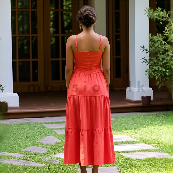 Tiered Linen Dress - Salmon Pink - Image 2