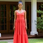 Tiered Linen Dress - Salmon Pink