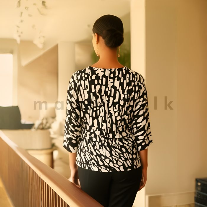 Button Detail Sleeve T-shirt - Spots - Image 2