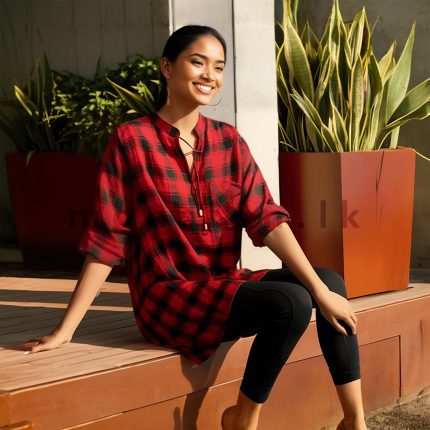 Two Tone Check Shirt - Red and White