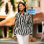 Wavy Printed Blouse - Black