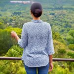 Printed V neck Blouse - Ice Blue - Image 2