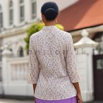 Printed V neck Blouse - Purple - Image 2