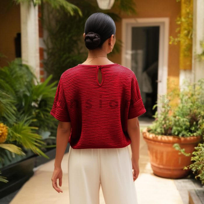 Gathered Waist Croptop - Red - Image 2