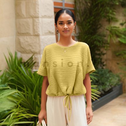 Gathered Waist Croptop - Yellow