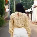 Printed Highneck Blouse - Dotted Ivory - Image 2