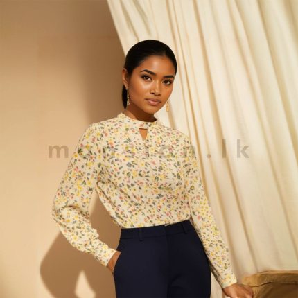 Printed Highneck Blouse - Floral