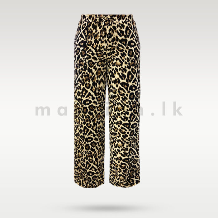 Leopard Print Wide-Leg Pants - Image 1