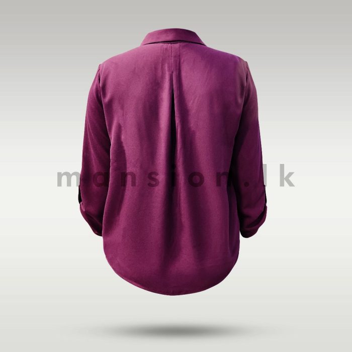 Revere Collar Shirt Blouse - Purple - Image 2