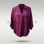 Revere Collar Shirt Blouse - Purple