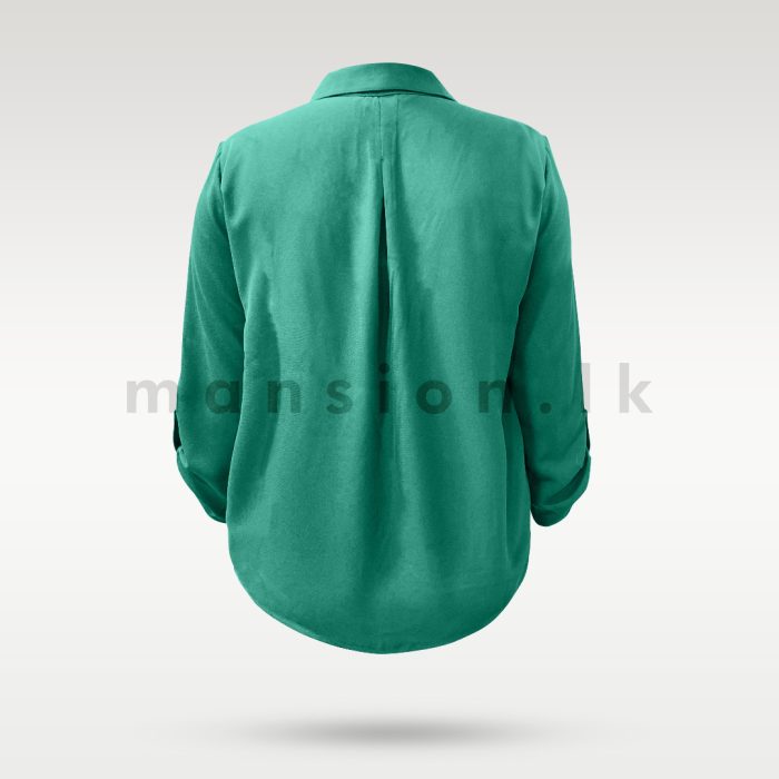 Revere Collar Shirt Blouse - Green - Image 2