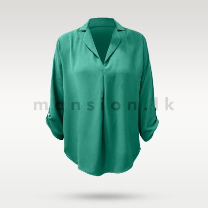 Revere Collar Shirt Blouse - Green
