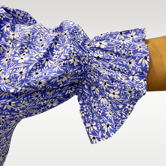 Puff Sleeve Blouse - Blue Blossom - Image 3