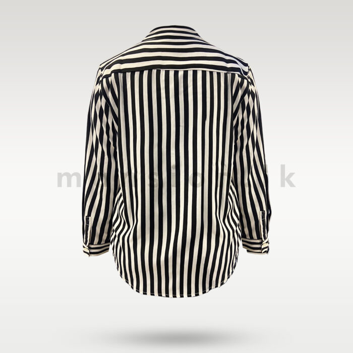 B&W Vertical Striped Button-Down Shirt - Image 2