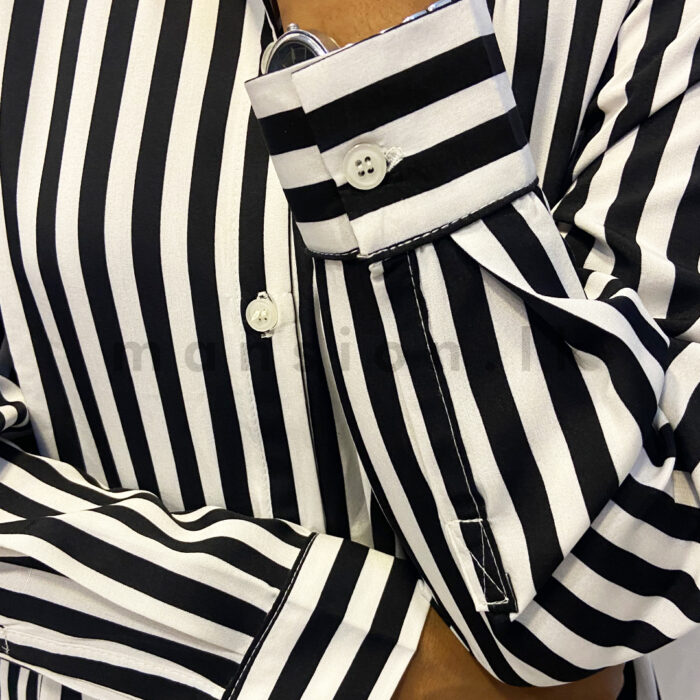 B&W Vertical Striped Button-Down Shirt - Image 3