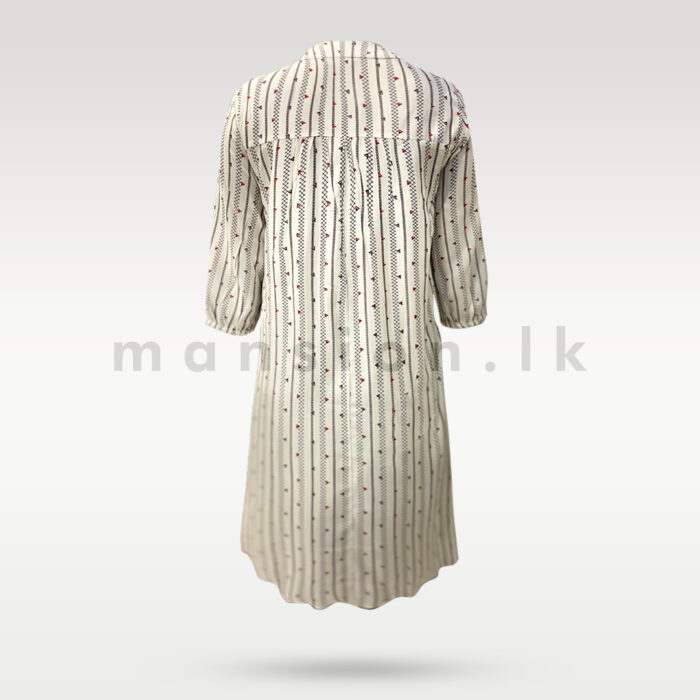 Babydoll Printed Midi Dress - White - Image 3