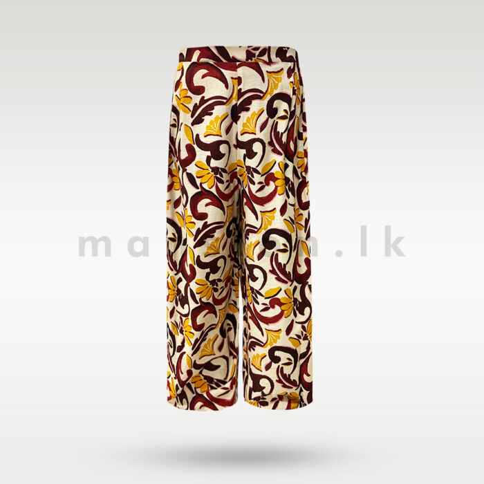 Tropical Breeze Wide-Leg Pants - Maroon - Image 1
