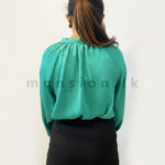Emerald Grace Tie-Neck Blouse - Image 2