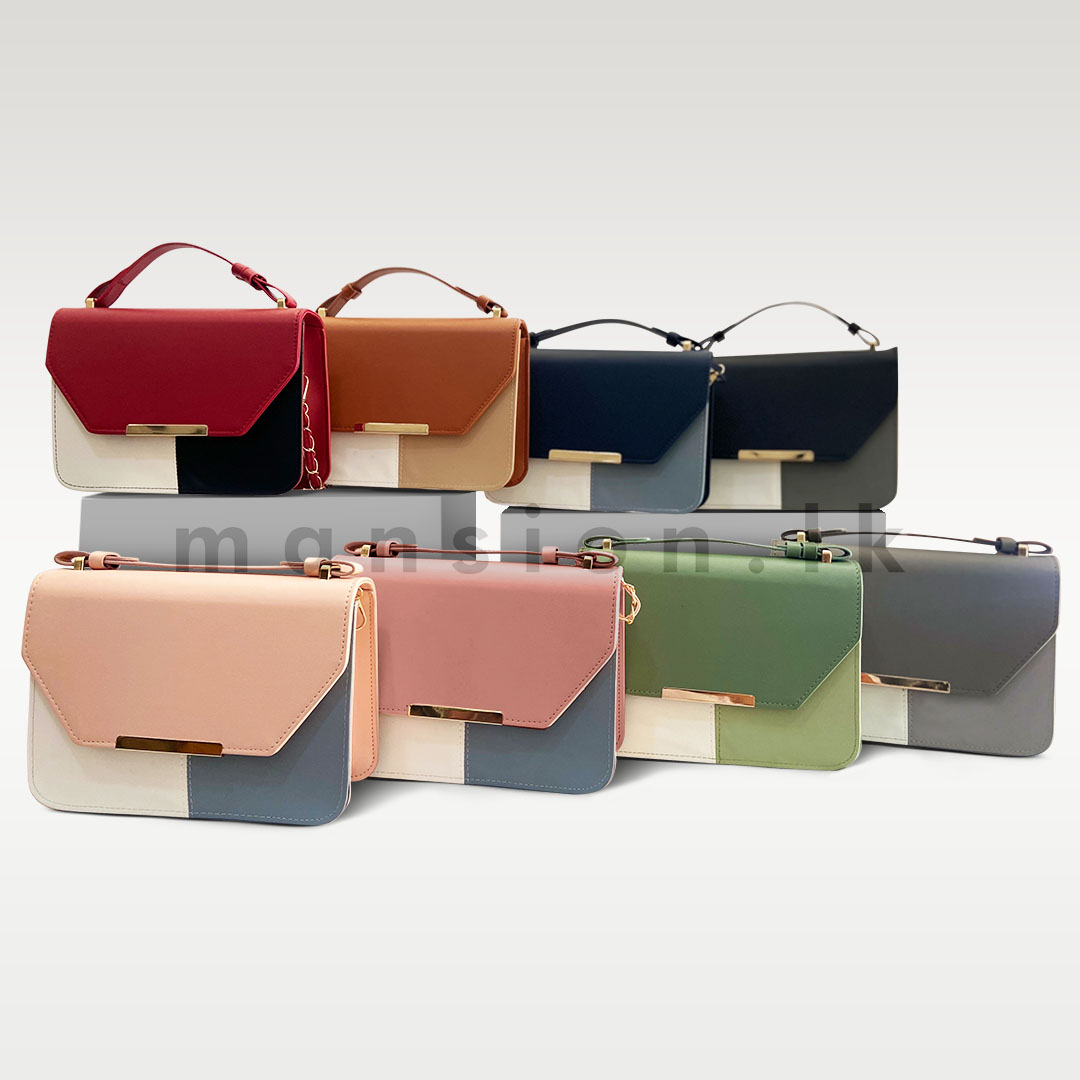 Trio Block Sling Bag with Chain Web Vivid Trio Top Handle Sling Bag - Image 1