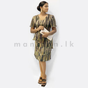 Golden Glimmer Layered Dress - Black