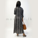 Striped Shirt Dress - Black - Image 2